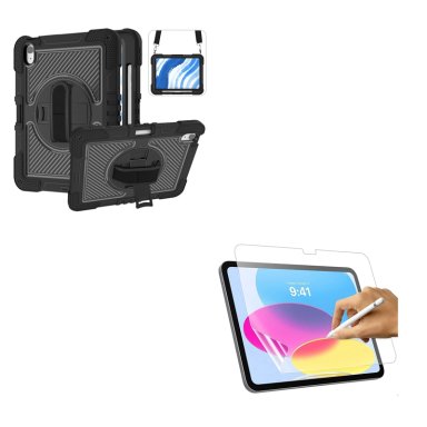 FUNDA ARMADURA 360 LAMINA CLEAR PARA IPAD AIR 11 M2 NEGRO - 1