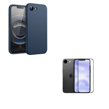 CARCASA LAMINA DE VIDRIO COMPATIBLE CON IPHONE 17E AZUL OSCURO - 1
