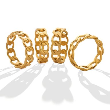 ANILLO BAÑO ORO AMARILLO 18K CADENA GRUMET TALLA 19 - 1