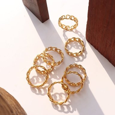 ANILLO BAÑO ORO AMARILLO 18K CADENA GRUMET TALLA 19 - 2