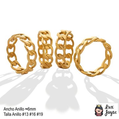 ANILLO BAÑO ORO AMARILLO 18K CADENA GRUMET TALLA 19 - 4