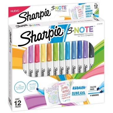 MARCADOR SHARPIE S-NOTE 12 COLORES - 1