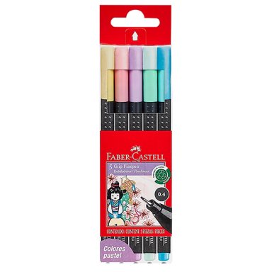 MARCADOR FABER-CASTELL GRIP FINEPEN PASTEL 5 COLORES - 1