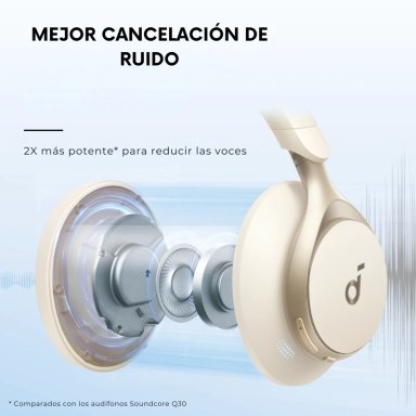 AUDIFONOS OVER EAR SPACE ONE NC SOUNDCORE CREMA - 6