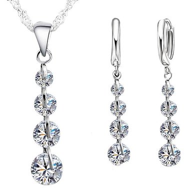CONJUNTO BASTON CON CIRCONES PLATEADO - 1