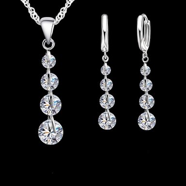 CONJUNTO BASTON CON CIRCONES PLATEADO - 2
