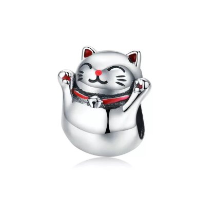 CHARM DIJE PLATA 925 GATO MANEKI NEKO - 1