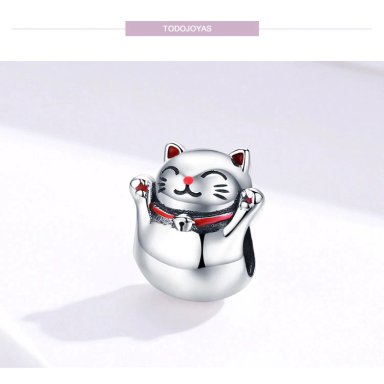 CHARM DIJE PLATA 925 GATO MANEKI NEKO - 3