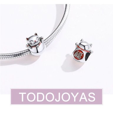 CHARM DIJE PLATA 925 GATO MANEKI NEKO - 4