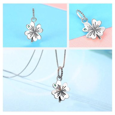CHARM DIJE PLATA 925 TREBOL PLATEADO CIRCON - 4