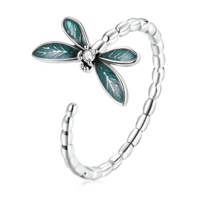 ANILLO TODOJOYAS LIBELULA VERDE PLATA 925 - 1