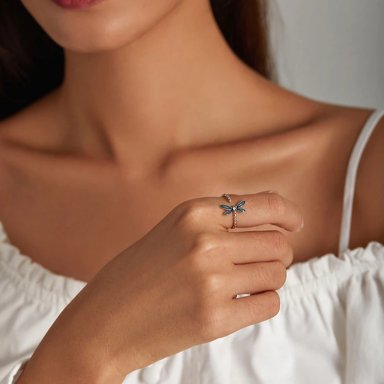 ANILLO TODOJOYAS LIBELULA VERDE PLATA 925 - 4
