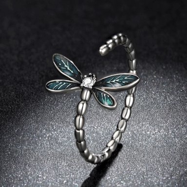 ANILLO TODOJOYAS LIBELULA VERDE PLATA 925 - 5