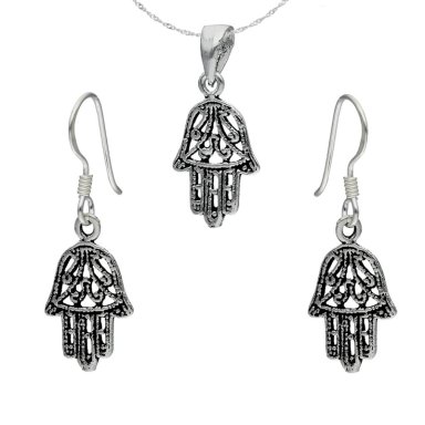 CONJUNTO PLATA 925 MANO DE FATIMA - 1