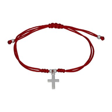 PULSERA TODOJOYAS PLATA 925 HILO ROJO TRENZADO CRUZ - 1