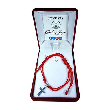 PULSERA TODOJOYAS PLATA 925 HILO ROJO TRENZADO CRUZ - 2