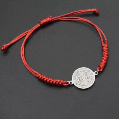 PULSERA HILO ROJO TRENZADO SAN BENITO ACERO - 5