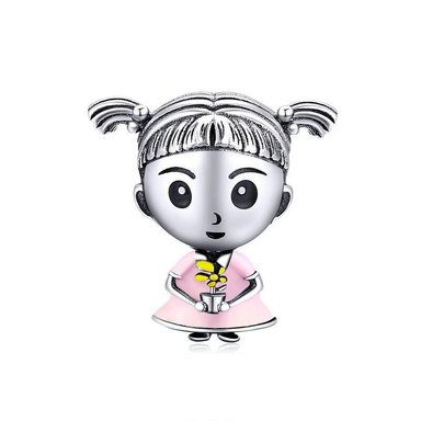 CHARM DIJE PLATA 925 NIÑA CON FLOR - 1