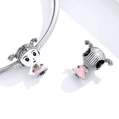 CHARM DIJE PLATA 925 NIÑA CON FLOR - 2