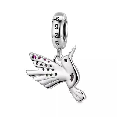 CHARM DIJE PLATA 925 PAJARO COLIBRI MULTICOLOR - 2