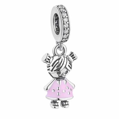 CHARM DIJE PLATA 925 NIÑA HIJA ROSA - 1