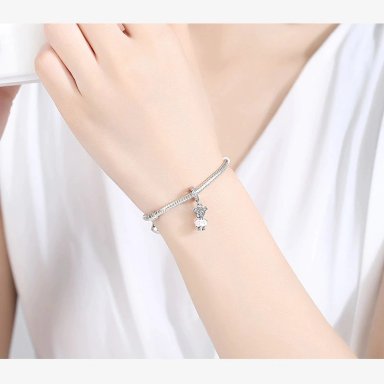 CHARM DIJE PLATA 925 NIÑA HIJA ROSA - 3