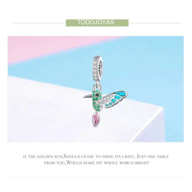 CHARM PLATA 925 COLIBRI PICAFLOR PAJARO AVE - 6