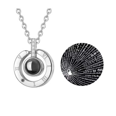 COLLAR TODOJOYAS ENCHAPADO EN PLATA COLGANTE TE AMO EN 100 IDIOMAS PLATEADO - 1
