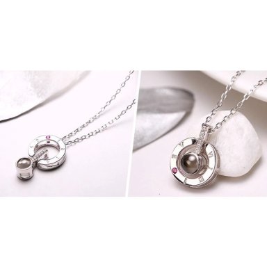 COLLAR TODOJOYAS ENCHAPADO EN PLATA COLGANTE TE AMO EN 100 IDIOMAS PLATEADO - 5