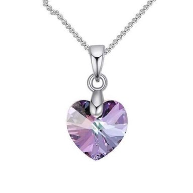 COLLAR TODOJOYAS ENCHAPADO EN PLATA COLGANTE CRISTAL LILA VL PLATEADO - 1