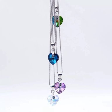 COLLAR TODOJOYAS ENCHAPADO EN PLATA COLGANTE CRISTAL LILA VL PLATEADO - 5