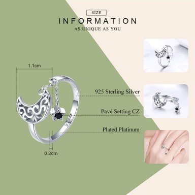 ANILLO TODOJOYAS LUNA Y ESTRELLA PLATA 925 - 4
