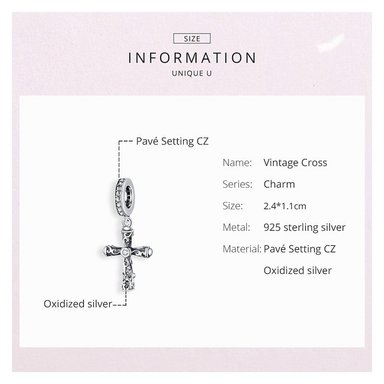 CHARM DIJE PLATA 925 CRUZ VINTAGE - 5