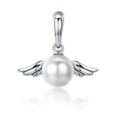 CHARM DIJE PLATA 925 ALAS DE ANGEL PERLA - 1
