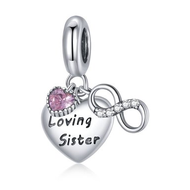 CHARM DIJE PLATA 925 CORAZON LOVING SISTER INFINITO - 1