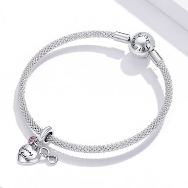 CHARM DIJE PLATA 925 CORAZON LOVING SISTER INFINITO - 2