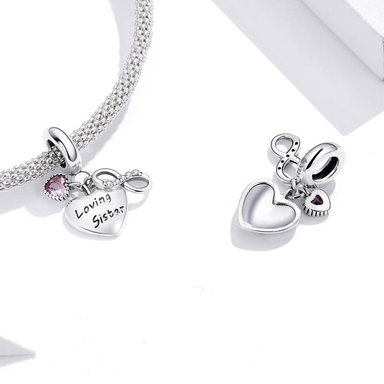 CHARM DIJE PLATA 925 CORAZON LOVING SISTER INFINITO - 3