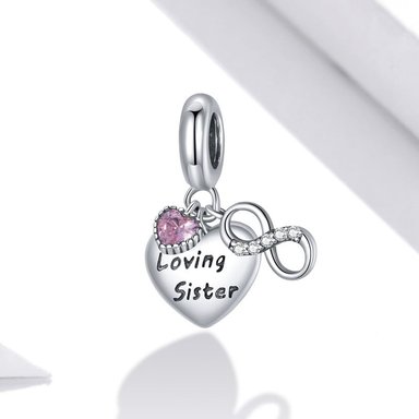 CHARM DIJE PLATA 925 CORAZON LOVING SISTER INFINITO - 4