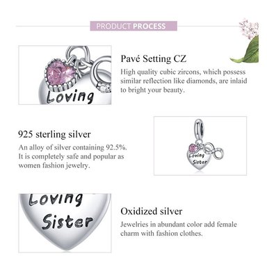 CHARM DIJE PLATA 925 CORAZON LOVING SISTER INFINITO - 5