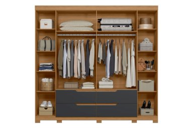 CLOSET 6 PUERTAS CON ESPEJO DOBLE CASAL NATURE/TITANIUM - 3