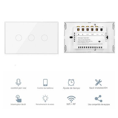 INTERRUPTOR INTELIGENTE DOMUSMART NEGRO 3 CANALES - 9