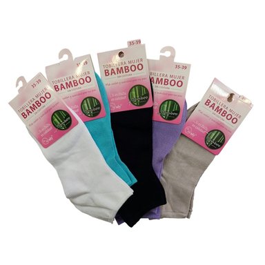 TOBILLERA MUJER 39983947 5 PARES BAMBOO SIN COSTURA COLORES SURTIDOS - 1
