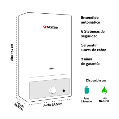 CALEFON SPLENDID GAS LICUADO 10L IONIZADO - 6