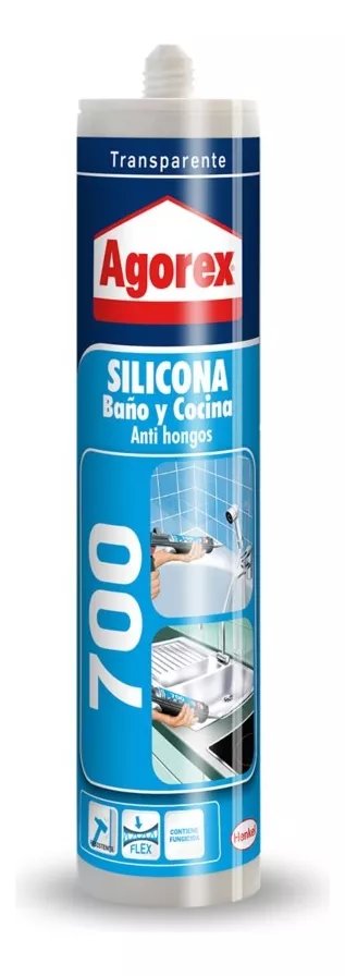 SILICONA AGOREX 700 TRANSPARENTE 300 ML CON FUNGICIDA - 1