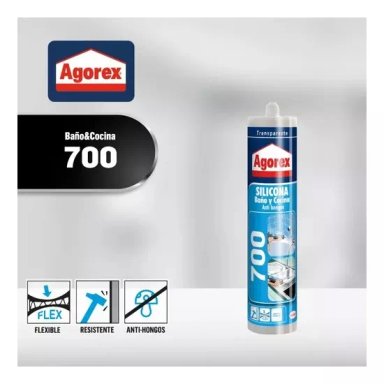 SILICONA AGOREX 700 TRANSPARENTE 300 ML CON FUNGICIDA - 3