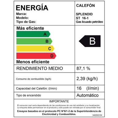 CALEFON SPLENDID TEMPLATECH GAS NATURAL 16 L IONIZADO - 8