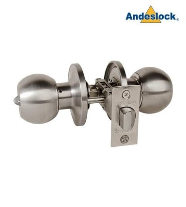 CERRADURA ANDESLOCK POMO-DORMITORIO / BAÑO AA44-ACERO INOXIDABLE - 1