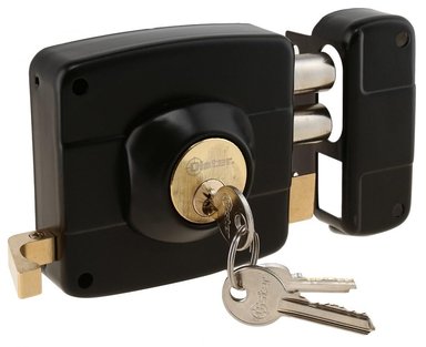 CERRADURA SOBREPONER OISTER 111 EN COLOR NEGRO CON CAJA METALICA - 1