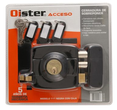CERRADURA SOBREPONER OISTER 111 EN COLOR NEGRO CON CAJA METALICA - 4