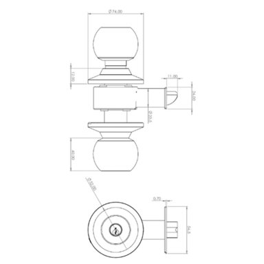 CERRADURA CILIN.POMO POLI SFERA 11203 OF/DOR AI CJ - 3